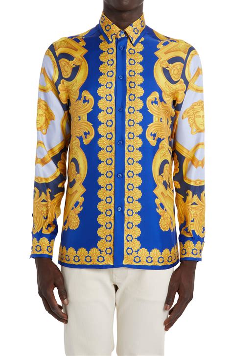 versace men's button up shirts|long sleeve versace shirt.